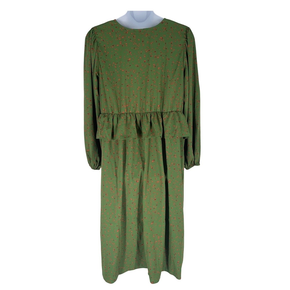 Eloquii Elements Size 20 Green Floral Ruffle Midi Dress Work Polished - Picture 3 of 3